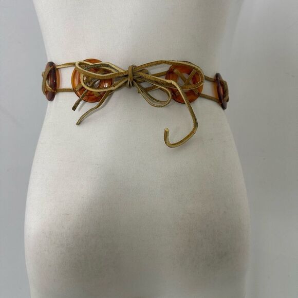 Vintage Lucite Mod Woven Leather Belt 1960s - Picture 8 of 8